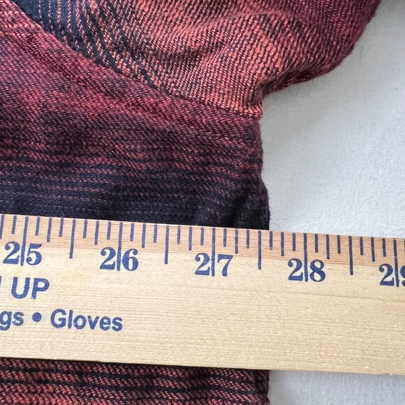 Rowm Big Man 2XB Shirt Red and Black Striped Button-Up Long Sleeve Light Flannel - Picture 10 of 12